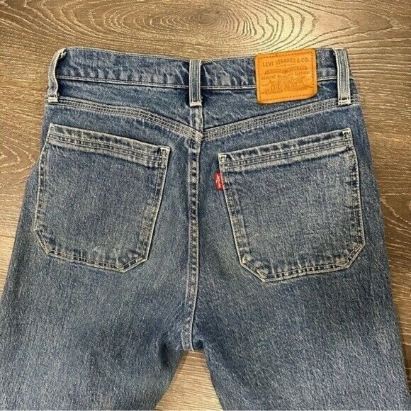 Levi's Premium Wedgie Straight High Rise Exposed Button Fly Jeans Sz 26 - Picture 6 of 14